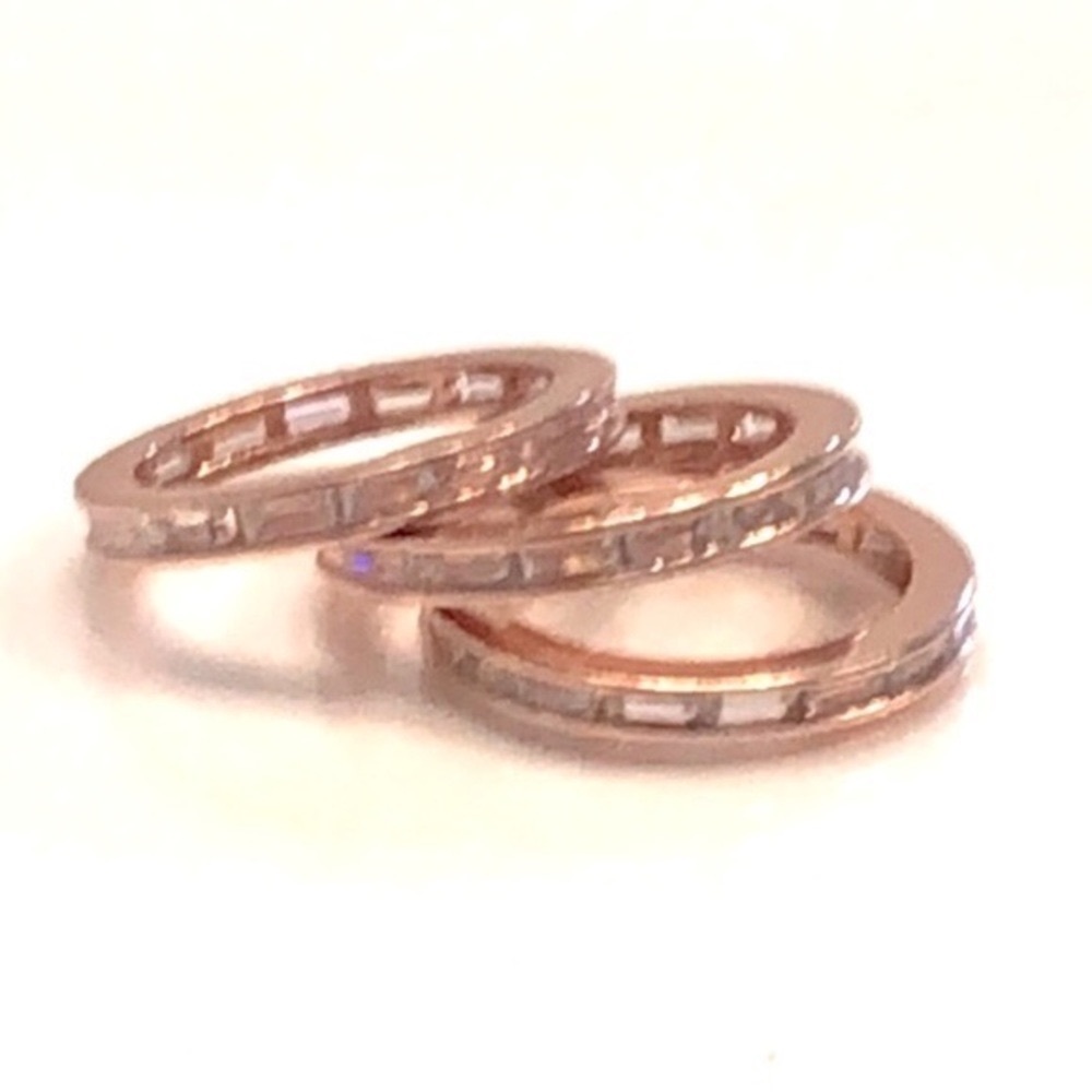 3 Channel Set Eternity Stackable CZ Ring Rose Gold